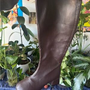 Brown Leather Knee-High Boots
